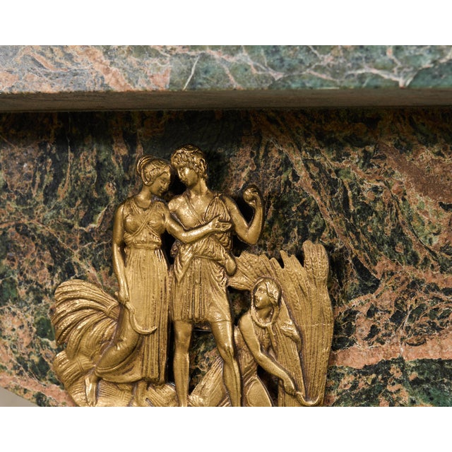 French Napoleon Empire Style Marble Bronzed Wall Console Table For Sale - Image 11 of 16