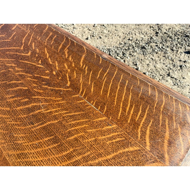 Antique Oak Arts and Crafts Mission Library Table Wirh Twisted Legs Needs Restoration For Sale - Image 4 of 18