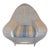 Vintage White Wicker Oversized Fan Back / Cobra Patio Arm Chair With Blue Stripe Cushion For Sale