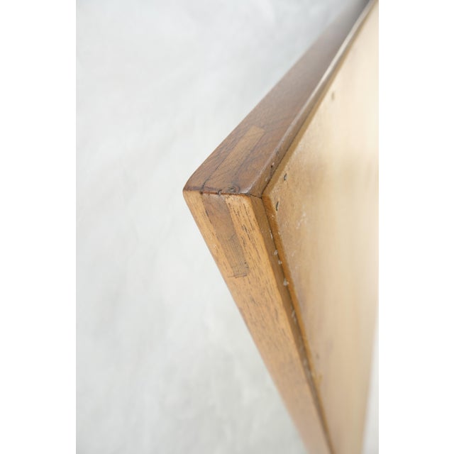 Tan Large 1970s Rectangle American Light Walnut Solid Wall Mirror For Sale - Image 8 of 8