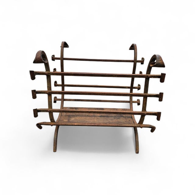 Vintage Black Wrought Iron Fireplace Log Holder, 1960s For Sale - Image 3 of 12