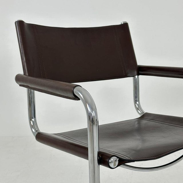 Vintage B34 Dark Chocolate Leather Cantilevered Chair by Mart Stam for Jox Interni, 1980s For Sale - Image 6 of 11