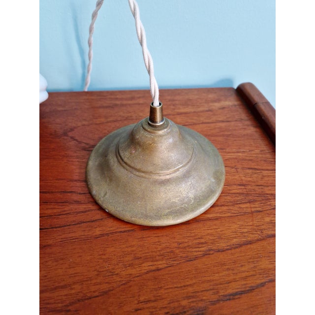 Art Deco Conical Pendant Light in White Opaline Glass, 1920s For Sale - Image 10 of 11