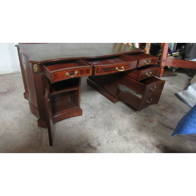 Wood 1980s Maitland Smith Mahogany Executive Partner Desk Leather Amazing For Sale - Image 7 of 13