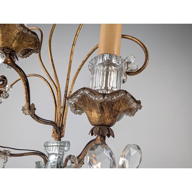 Mid-Century Modern Large Italian Wall Light in Carved Crystal from Maison Baguès, 1950s For Sale - Image 3 of 10