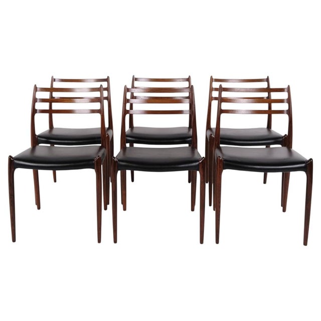 Model 78 Dining Chairs in Rosewood by N.O. Møller from J.L. Møllers, 1950s, Set of 6 For Sale - Image 12 of 12