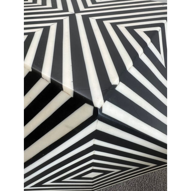 Art Deco Style Sculptural Resin Black and White Side or End Table, a Pair For Sale - Image 14 of 15