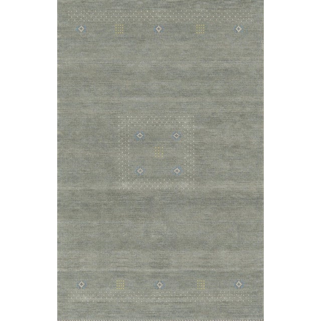 Gray 6x9 Freya Gabbeh Gray Solid Geometric Modern Handmade Wool Carpet Rug For Sale - Image 8 of 9