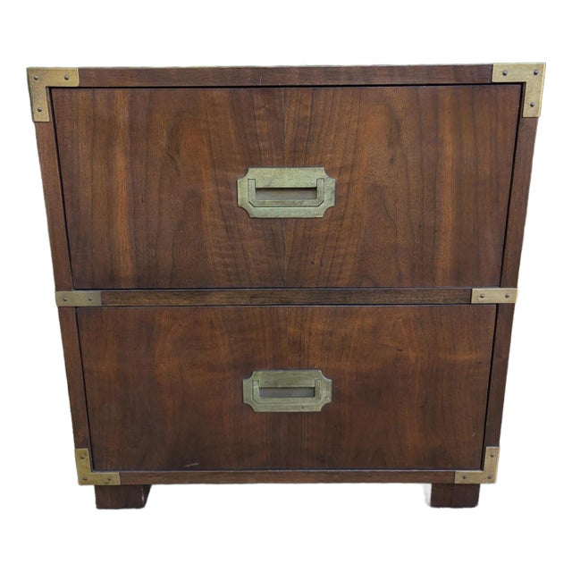 1960s Hollywood Regency Campaign Style Nightstand by Baker Furniture For Sale