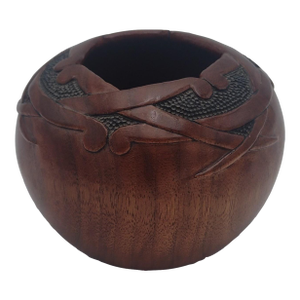 Signed Hand-Carved Walnut Vessel by R. Watts – Southwestern Studio Craft, 1960