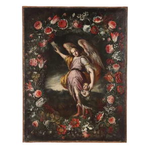 Guardian Angel in Flower Garland, Oil on Canvas