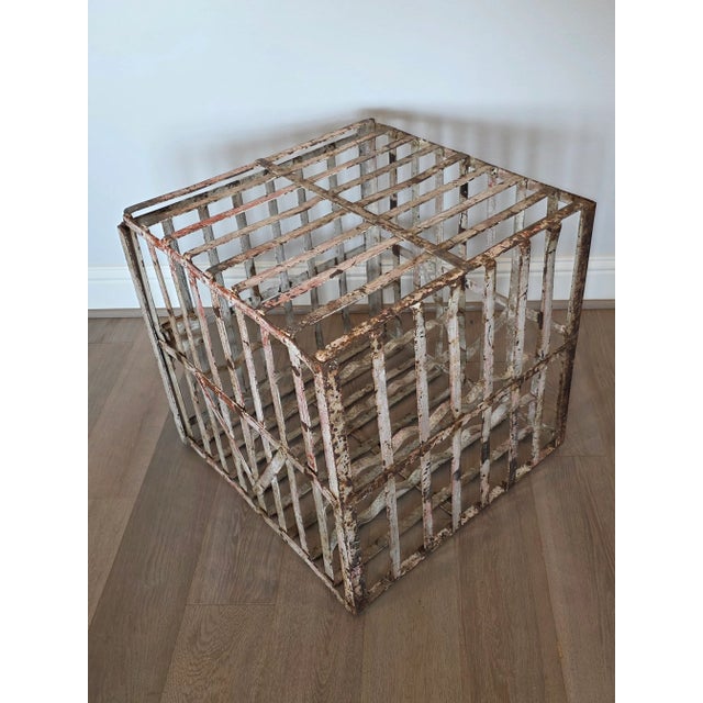 French Vineyard Industrial Painted Metal Antique Wine Rack Bottle Cage For Sale - Image 15 of 18