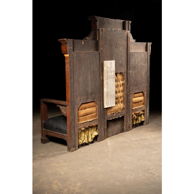 Antique b.p.o.e. Elk Lodge Tiger Oak Triple-Seat Bench For Sale - Image 13 of 15