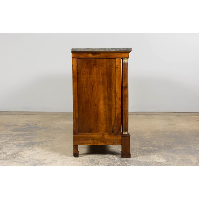 Early 19th Century French Empire Walnut Buffet With Grey Marble Top For Sale - Image 14 of 18