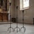 Hand Forged Iron Candelabra Set of 3 (90-110cm) Antique Copper Finish Knotted Stem with Conic Cup For Sale - Image 4 of 7