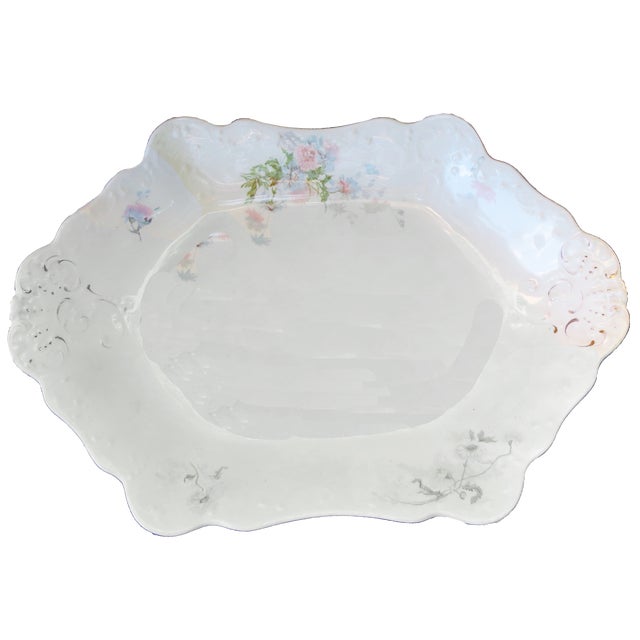A lovely antique English semi-porcelain platter from the esteemed Johnson Brothers porcelain house of Stoke-on-Trent,...