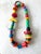 Wonderful, large turkey, mid-century, modern printed wooden beaded necklace. 36” long