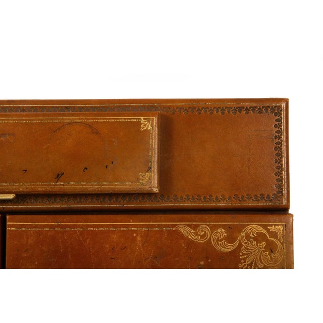 Brown English Victorian Antique Leather Writing Box Letter Desk For Sale - Image 8 of 18