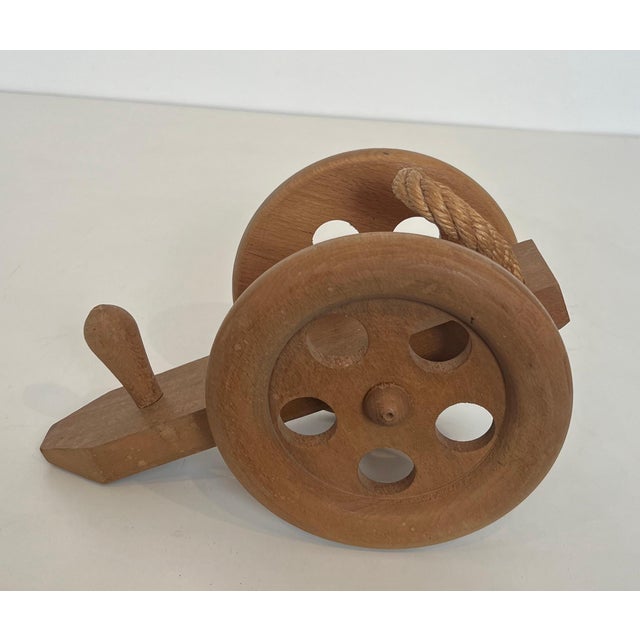 1970s Wooden and rope bottle holder representing a cannon. French works by Audoux Minet For Sale - Image 12 of 12