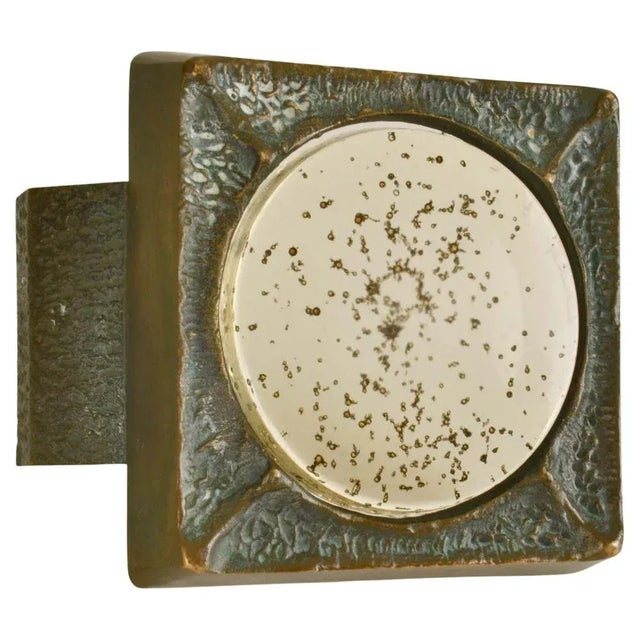 Metal Vintage Square Push Pull Door Handle in Bronze and Glass, 1960s For Sale - Image 7 of 7