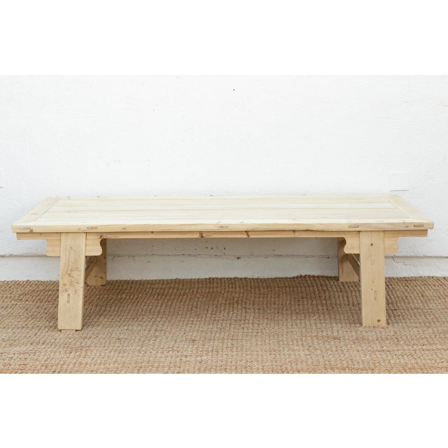Large Bleached Wood Ming Dynasty Style Coffee Table For Sale - Image 4 of 10