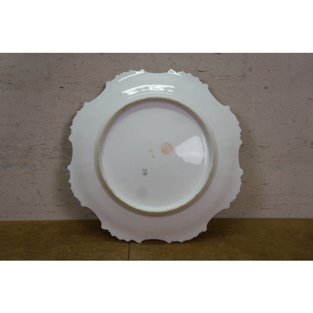 Antique a Klingenberg & Dwenger French Limoges Porcelain Floral Scalloped Plate For Sale - Image 9 of 13