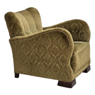 Danish Relax Chair in Furniture Velour and Oak Wood, 1950s For Sale