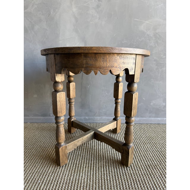Rustic European Hollins White Oak Side Table in Medium Oak Finish For Sale - Image 3 of 11