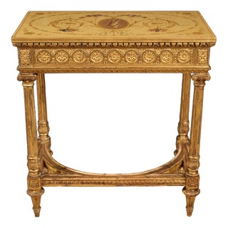 Louis XVI French Lacquered and Gilded Side Table by Sormani, 1920 For Sale