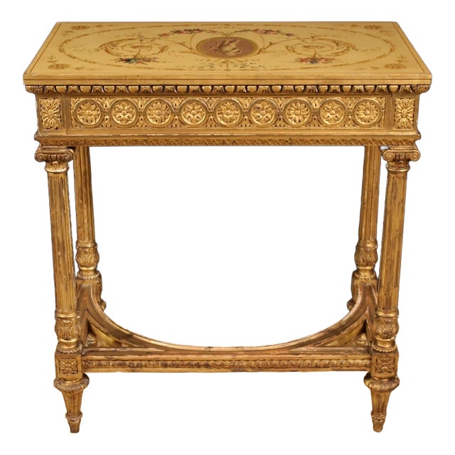 Louis XVI French Lacquered and Gilded Side Table by Sormani, 1920 For Sale