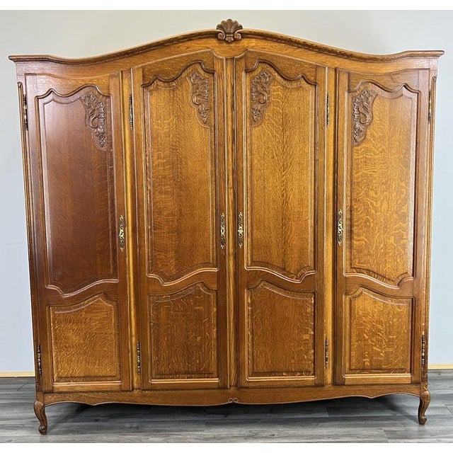 Vintage French Louis XVI Style Wardrobe in Oak For Sale - Image 9 of 9