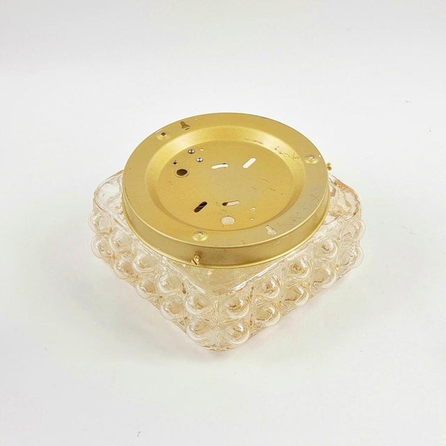 Gold Mid-Century Modern Amber Bubble Glass Wall Lights attributed to Helena Tynell for Limburg, 1970s For Sale - Image 8 of 10