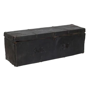 Tibetan Black Wood Leather & Iron Trunk