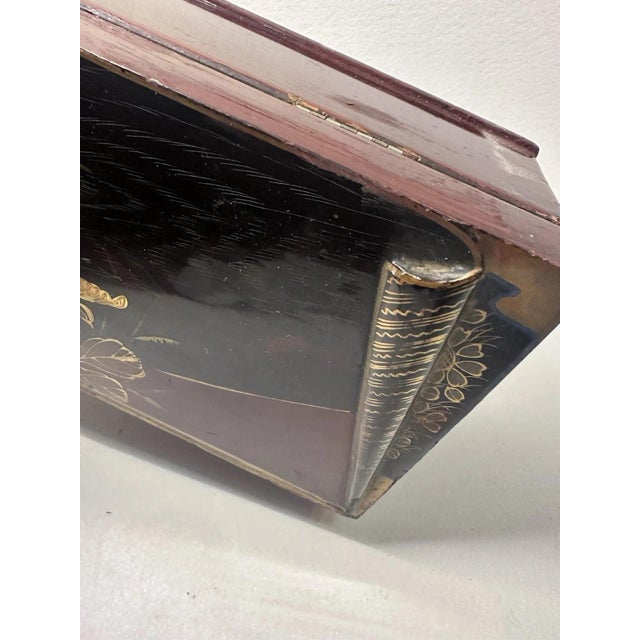 Black Antique Japanese Shikki Lacquer Box, 1920s For Sale - Image 8 of 13
