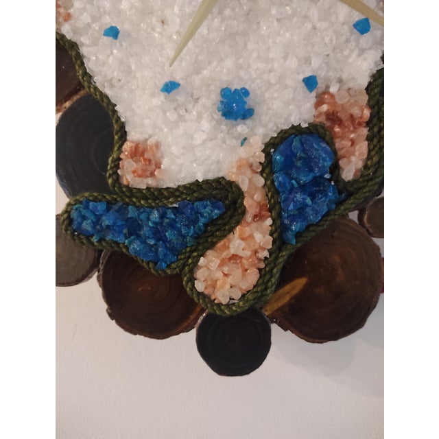 Brown Handmade Crystal & Wood Wall Clock | Sculptural Rustic Mineral Art Clock | One of a Kind For Sale - Image 8 of 15