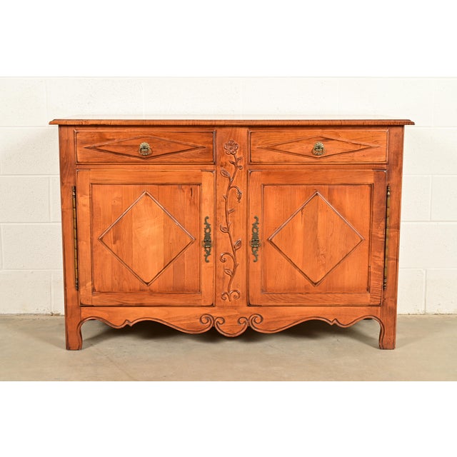 Ethan Allen French Provincial Louis XV Carved Solid Maple Sideboard or Bar Cabinet For Sale - Image 17 of 17