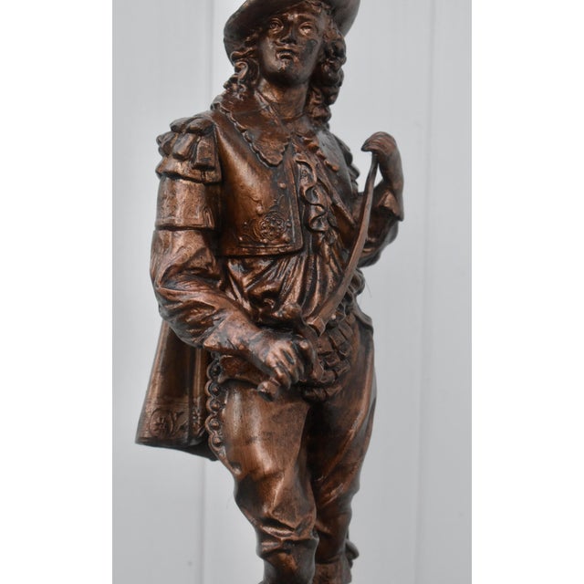 Antique Victorian Spelter Statue Don Cesar Cavalier Musketeer For Sale - Image 10 of 18