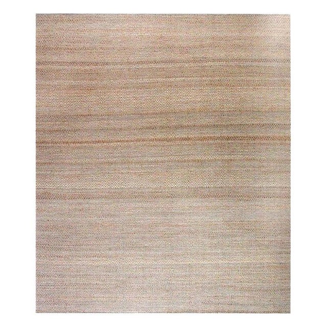 Modern Chevron Pattern in Gold and Gray Flat-Weave Rug by Doris Leslie Blau For Sale