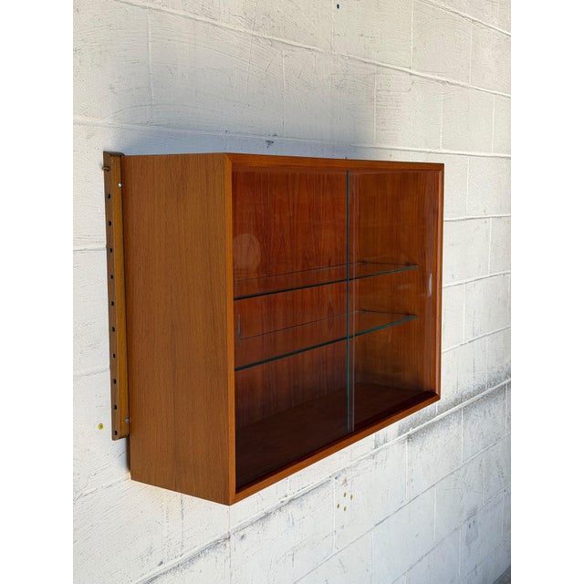 Vintage Danish Teak Wall-Mounted Display Cabinet With Sliding Glass Doors by Cado – Mid-Century Modern For Sale - Image 9 of 9