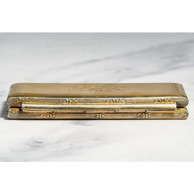 Heavy Antique Meriden Stamp Box Gold Gilt Desk Paperweight Accessory Home Office Decor For Sale - Image 10 of 13