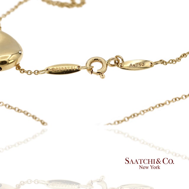 Gold Tiffany&Co. Elsa Peretti 18k 750 Solid Yellow Gold Bean Design Pendant Necklace For Sale - Image 8 of 13