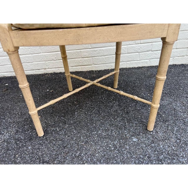 Tan Pair of Mid 20th Century Baker Furniture Vintage Regency Style Tan Color Faux Bamboo Cane Seat Tub Chairs For Sale - Image 8 of 11