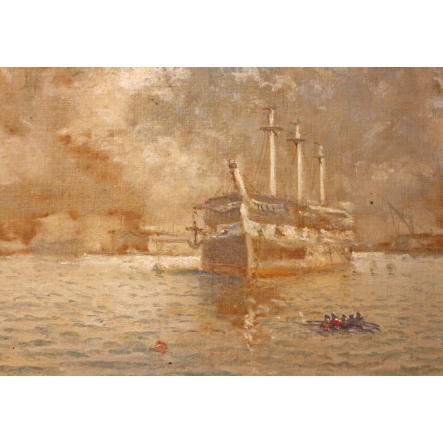 Late 19th-early 20th century oil painting "Weighing Anchor" by William Alexander Coulter. Oil on canvas board. William...