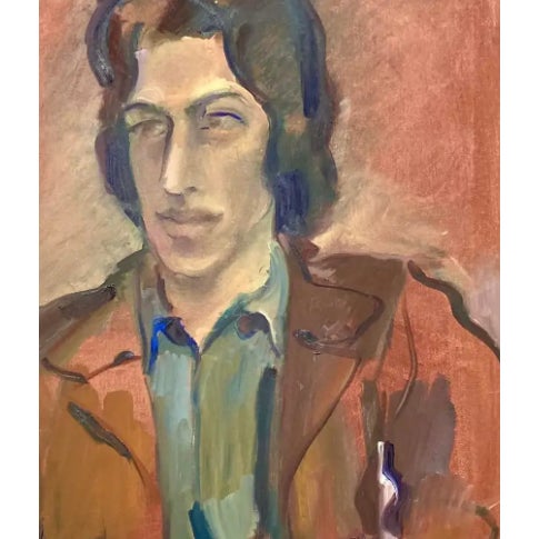 Midcentury Expressionist Portrait Signed Regone For Sale - Image 11 of 12