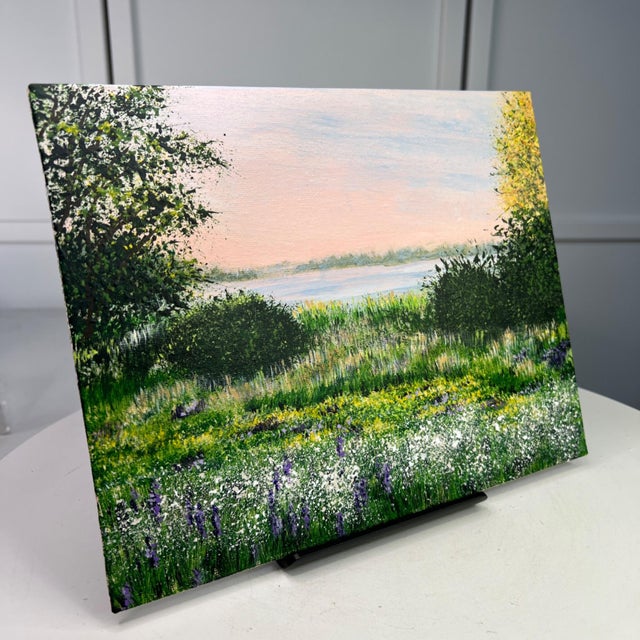 Contemporary Break of Dawn 8"x10" Original Acrylic Landscape Painting Nature Wall Art For Sale - Image 3 of 7