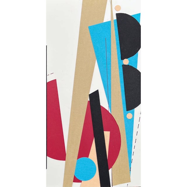Abstract Somersault by Amy Hutcheson | Paper collage on wood cradle abstract geometric shapes For Sale - Image 3 of 4
