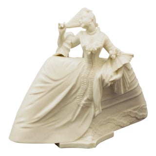 19th Century Porcelain Figurine Sculpture Lady with Fan by Nymphenburg Model by Antonio Bustelli, Germany, 1800s For Sale