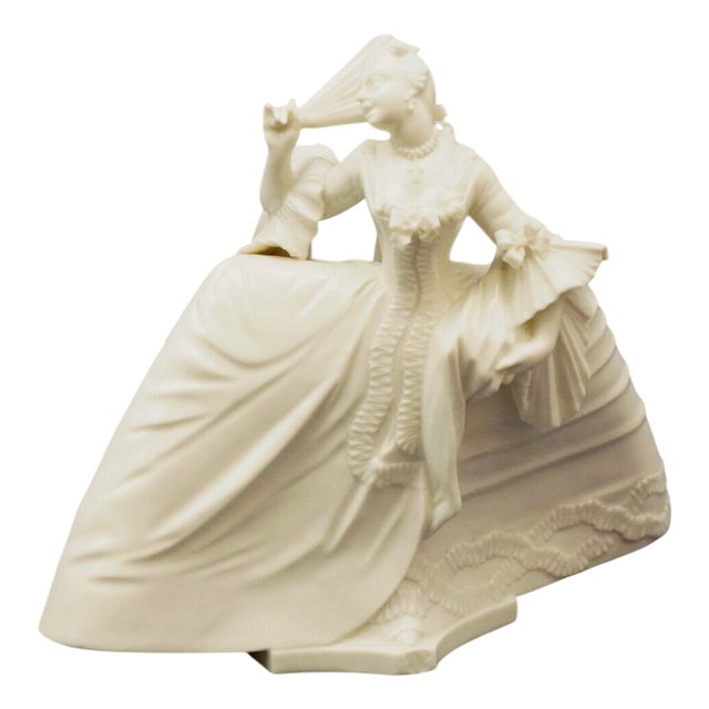 19th Century Porcelain Figurine Sculpture Lady with Fan by Nymphenburg Model by Antonio Bustelli, Germany, 1800s For Sale