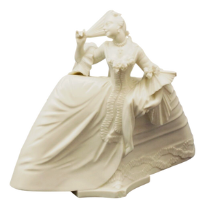 19th Century Porcelain Figurine Sculpture Lady with Fan by Nymphenburg Model by Antonio Bustelli, Germany, 1800s
