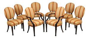 Baker Furniture Set Of Eight Oval Back Dining Chairs